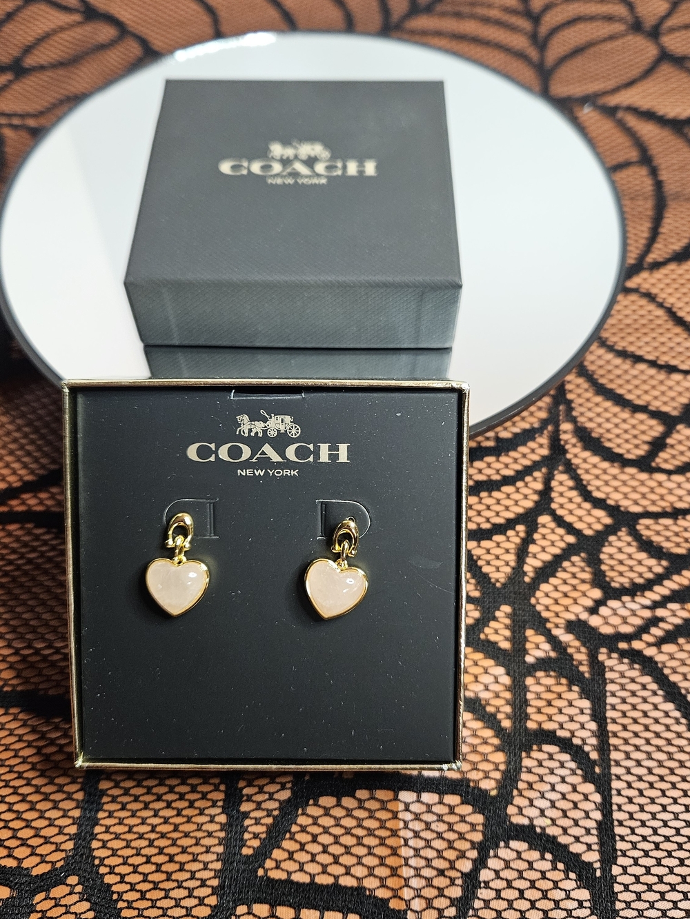 NWT COACH PINK HEART EARRINGS
